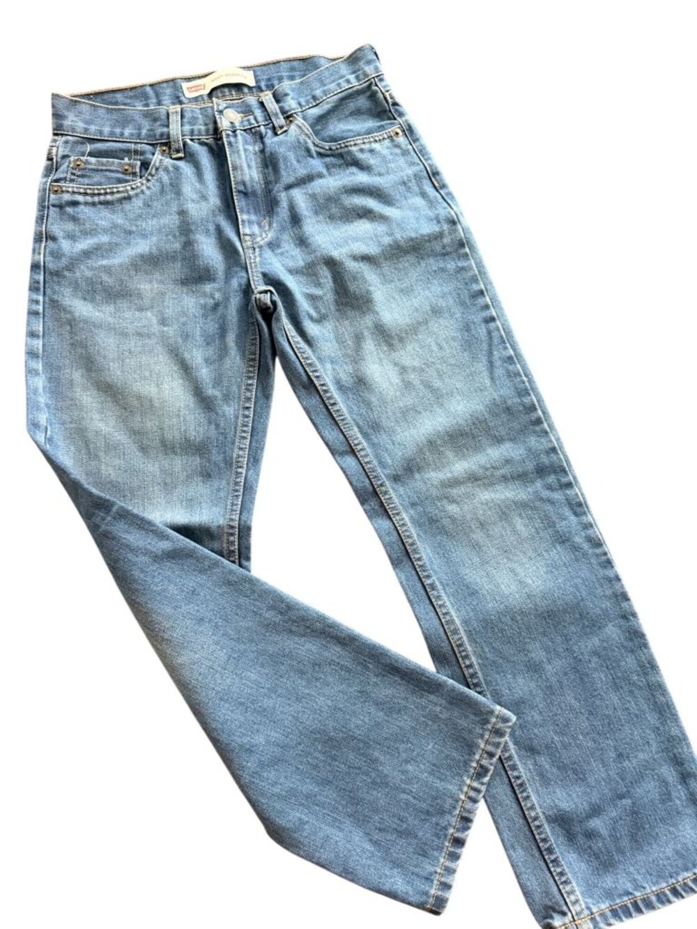 Levis 505 Straight Leg Jeans Boys Size 14 Regular Medium Wash Denim Kids